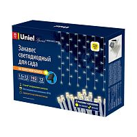 Садовая гирлянда на солнечной батарее "Занавес" Uniel USL-S-131/PT1515 WARM WHITE CURTAIN 1AA IP44 картинка 